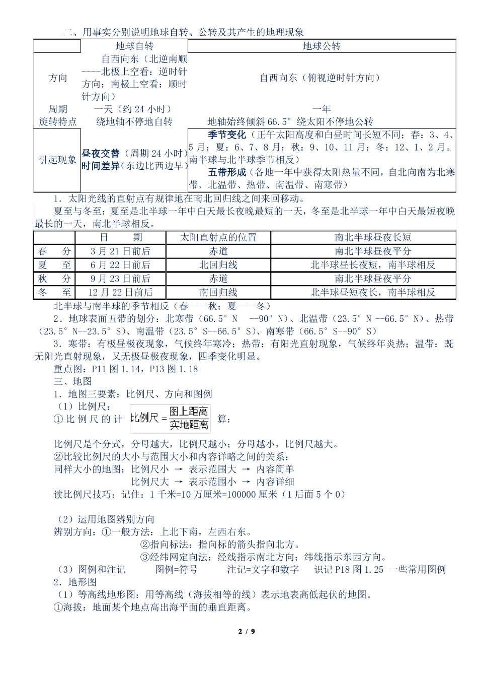新人教部编版七年级地理上册汇总复习知识点_第2页