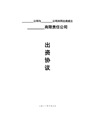 新公司共同出资协议范本