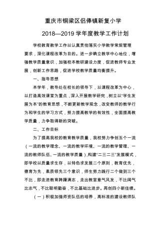 新复小学2018-2019学年教学计划