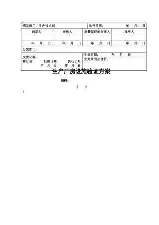 新建GMP生产厂房设施验证方案