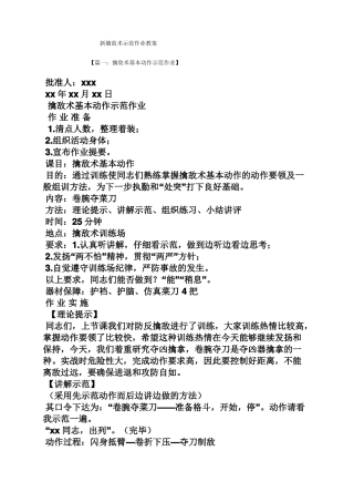 新擒敌术示范作业教案