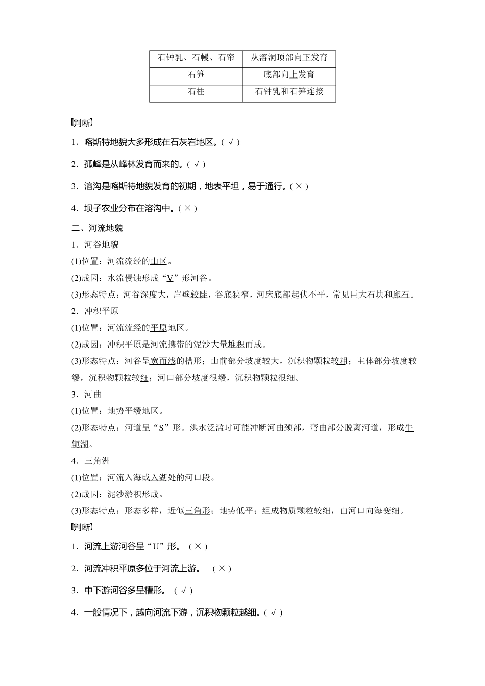 新教材高一地理必修一喀斯特地貌和河流地貌导学案_第2页