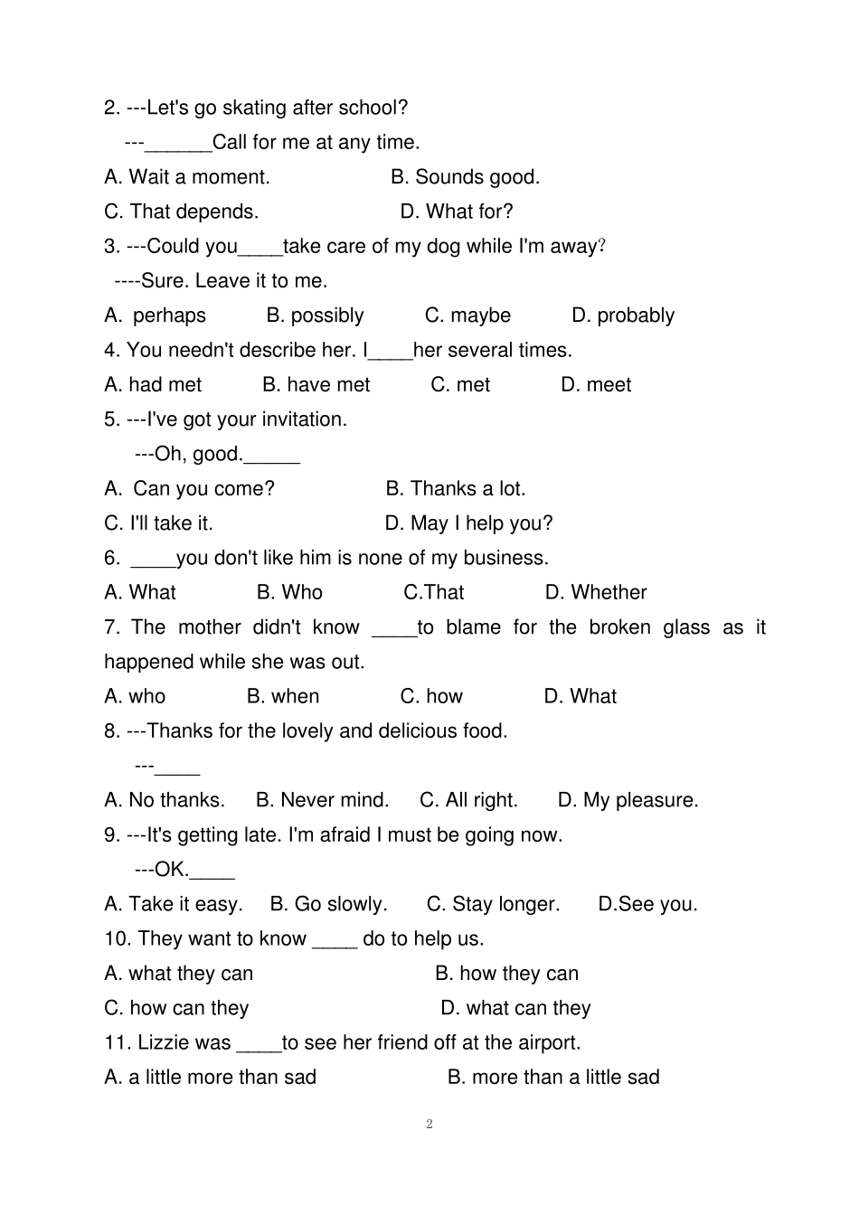 新概念第二册测试卷_第2页