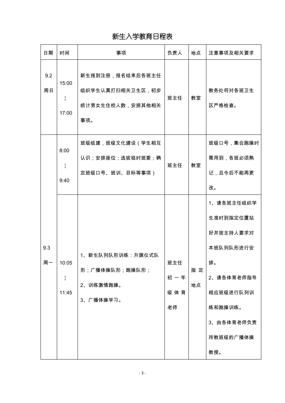新生入学教育实施方案_第3页