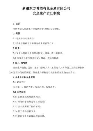 新铝公司安全生产责任制