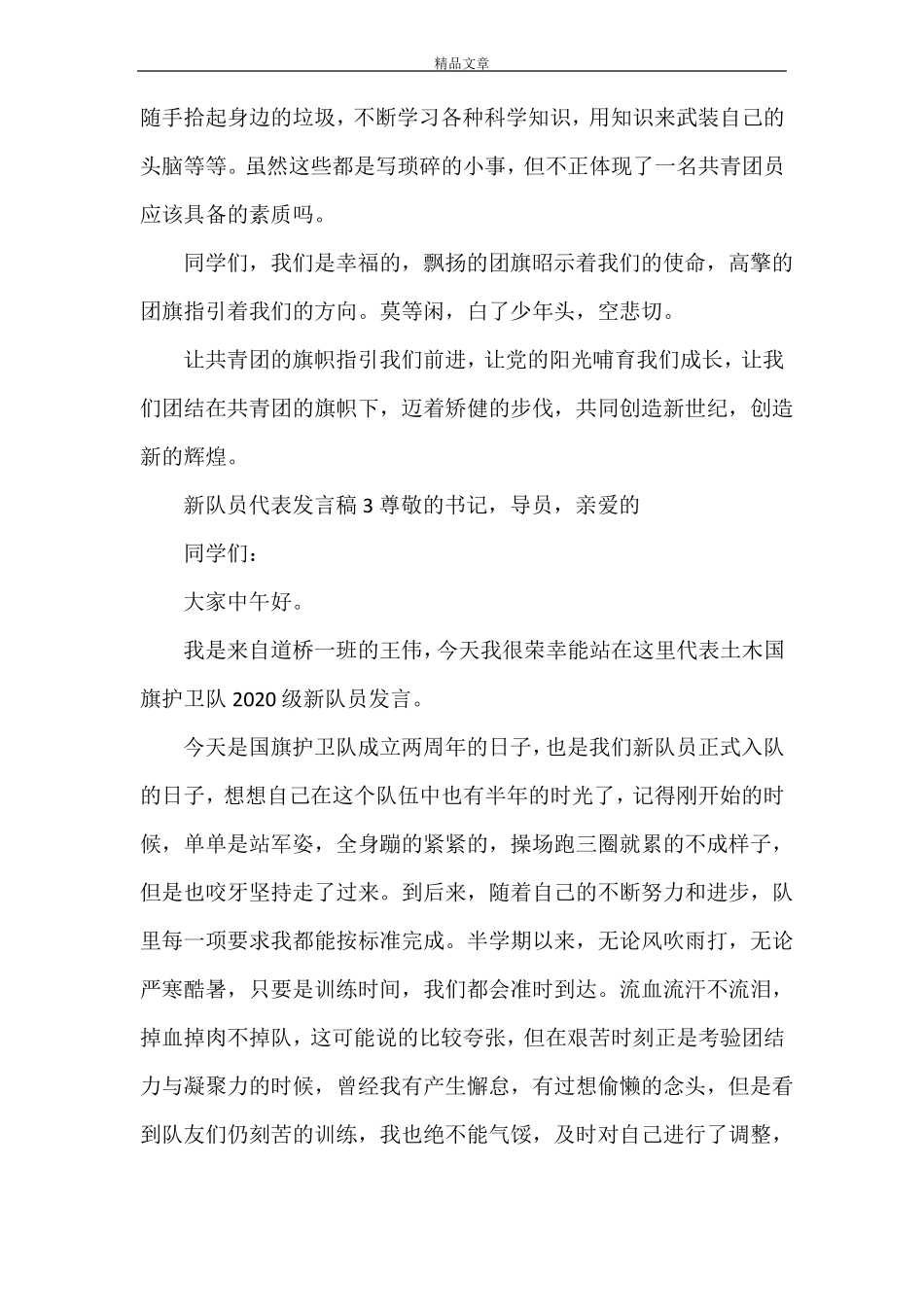 新队员代表发言稿_第3页