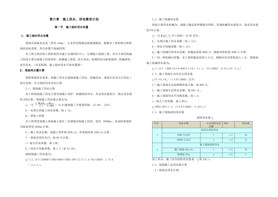 施工供水供电需求计划_第1页