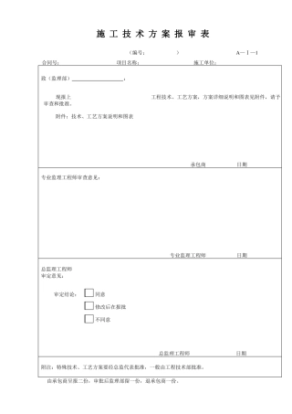 施工方案报审表格