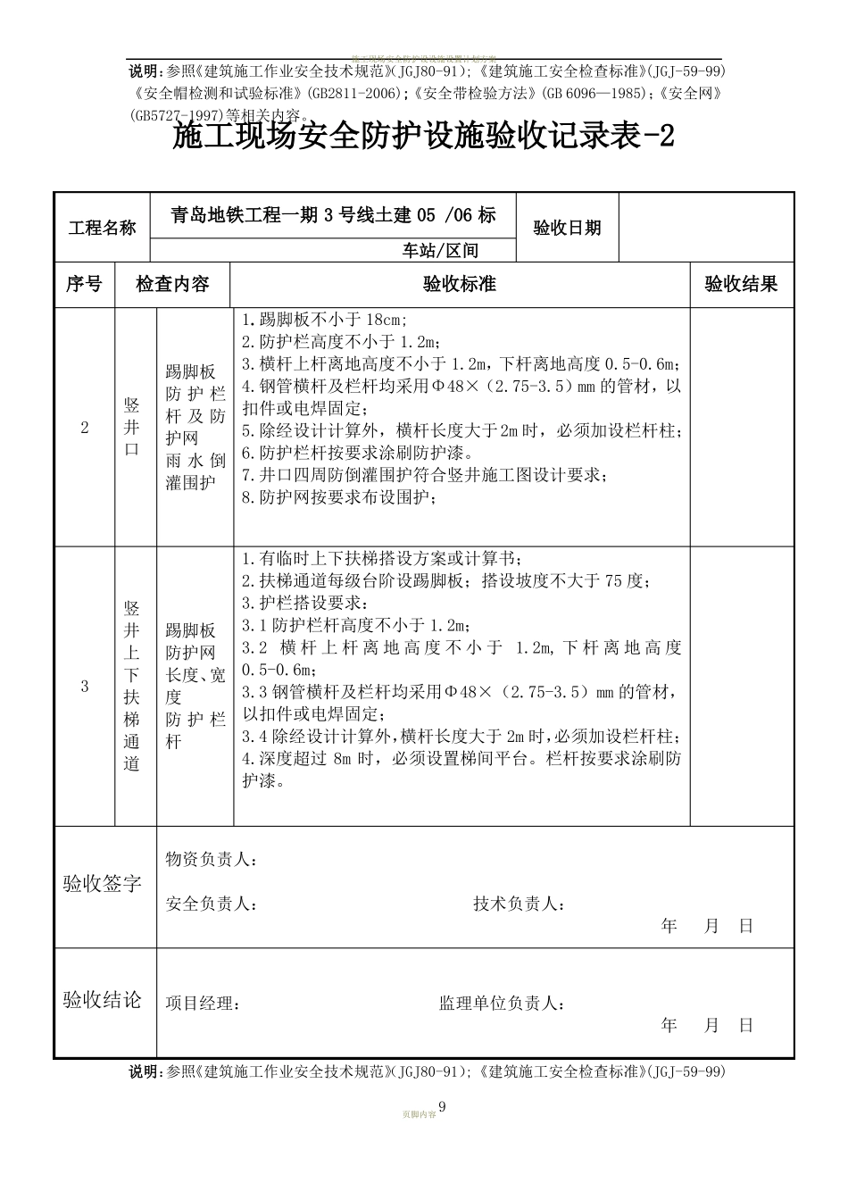 施工现场安全防护设施验收记录表_第2页