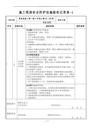 施工现场安全防护设施验收记录表