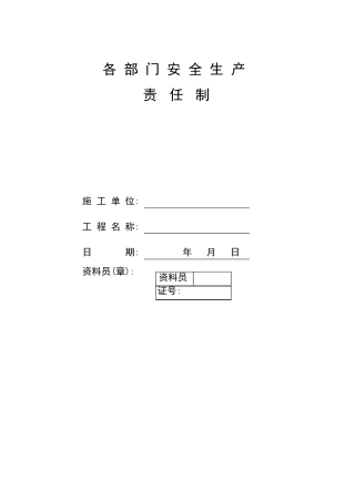 施工项目各部门安全生产责任制