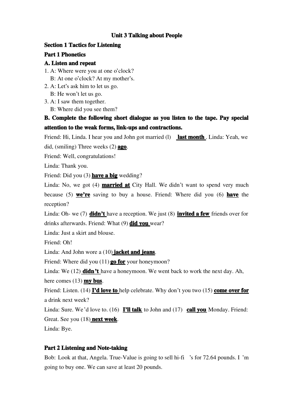 施心远听力教程1第三版文本及答案_第1页