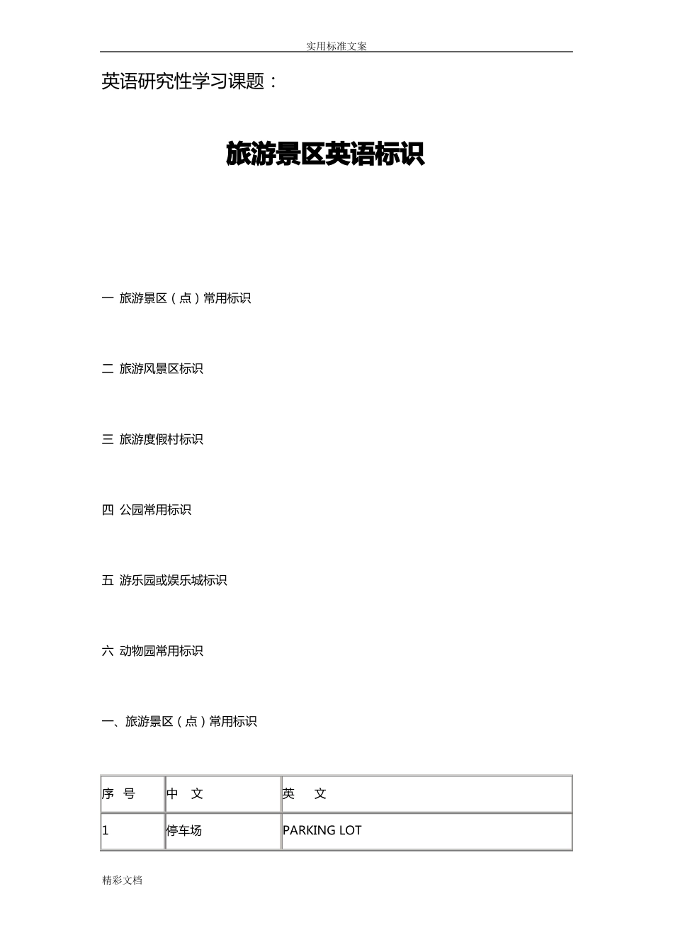 旅游景区英语标识_第1页