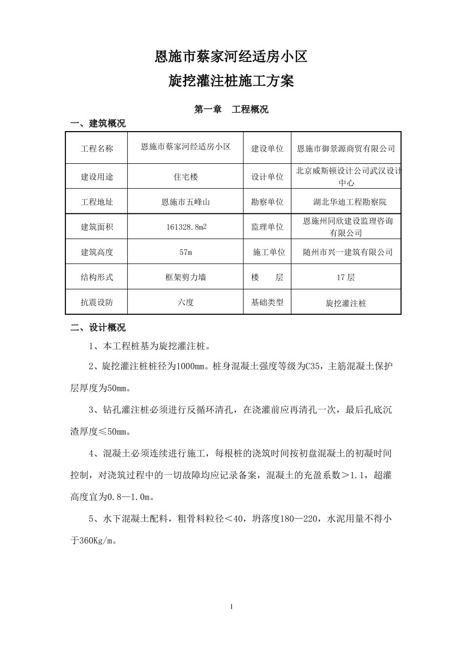 旋挖灌注桩施工方案要点_第1页
