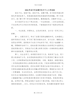 2024年会计专业银行见习个人工作总结