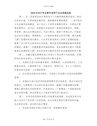 2024年会计专业青年教师下企业实践总结