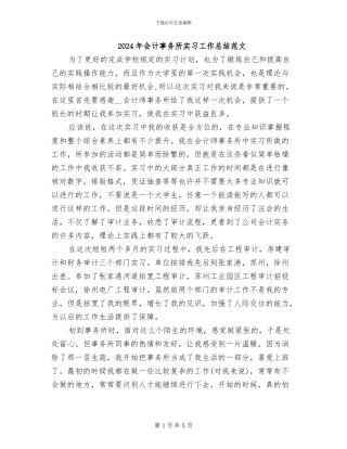 2024年会计事务所实习工作总结范文