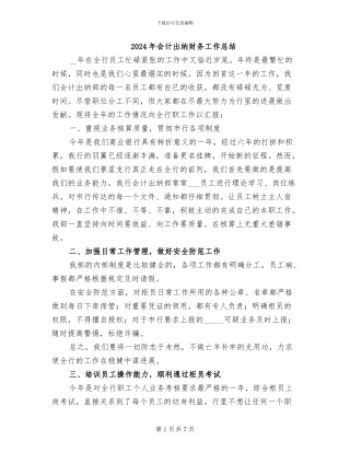 2024年会计出纳财务工作总结