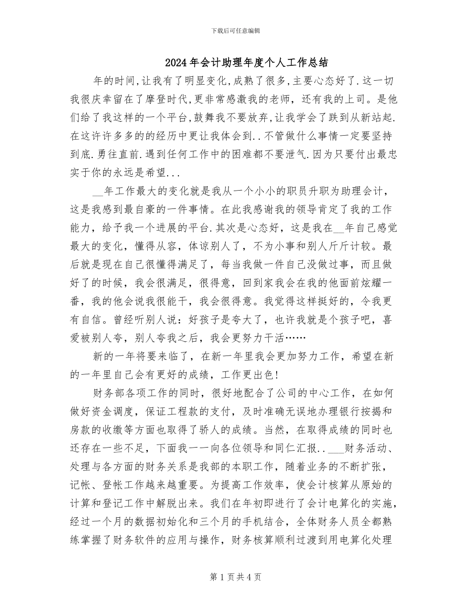 2024年会计助理年度个人工作总结_第1页