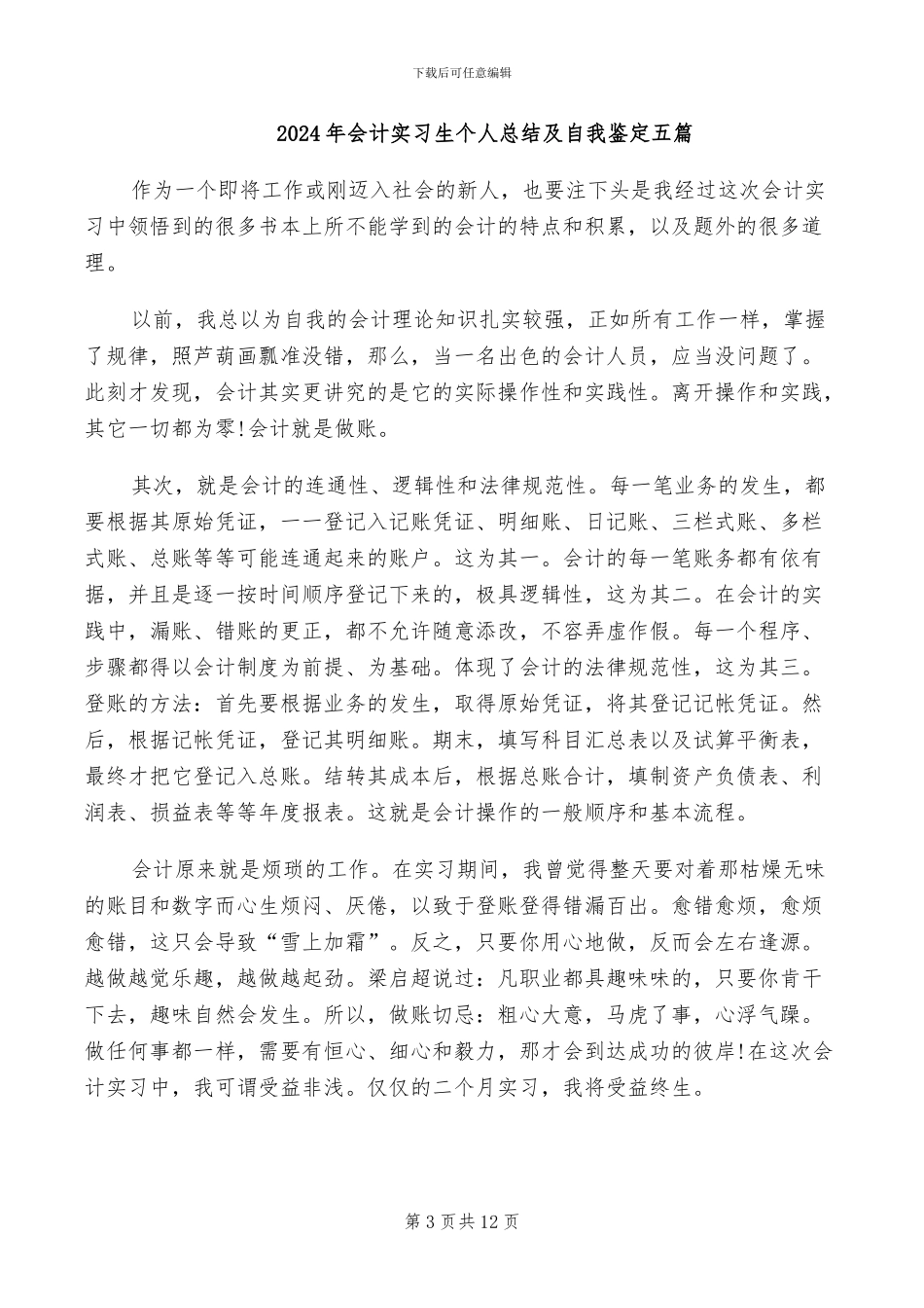 2024年会计实习生个人工作总结范文_第3页