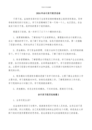 2024年会计实习经历总结