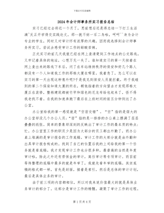 2024年会计师事务所实习报告总结