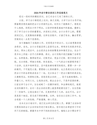 2024年会计综合实训工作总结范文