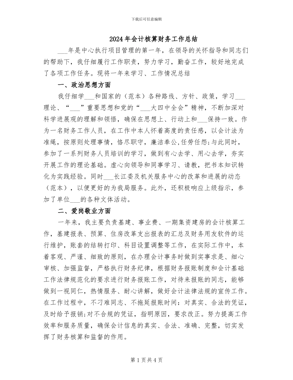 2024年会计核算财务工作总结_第1页