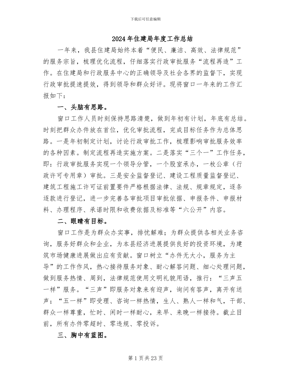 2024年住建局年度工作总结_第1页