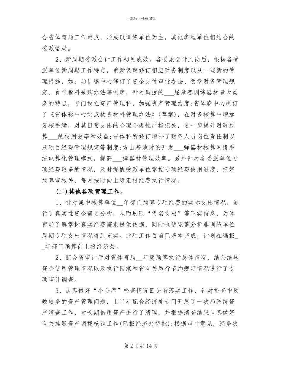 2024年体育局出纳上半年工作总结_第2页