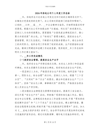 2024年供电公司个人年度工作总结