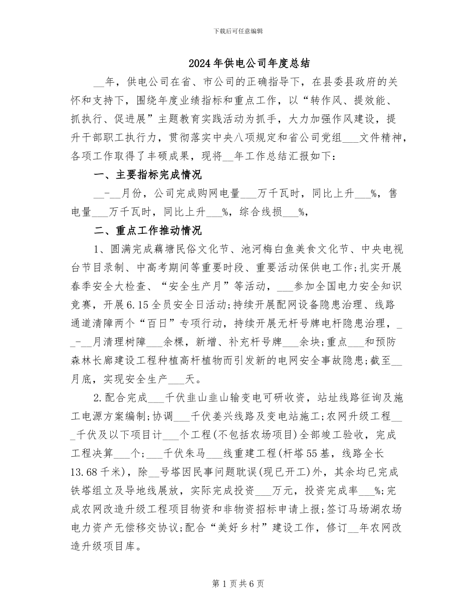 2024年供电公司年度总结_第1页