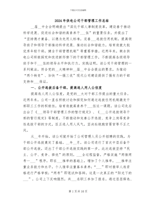 2024年供电公司干部管理工作总结