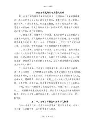 2024年供电局长年底个人总结