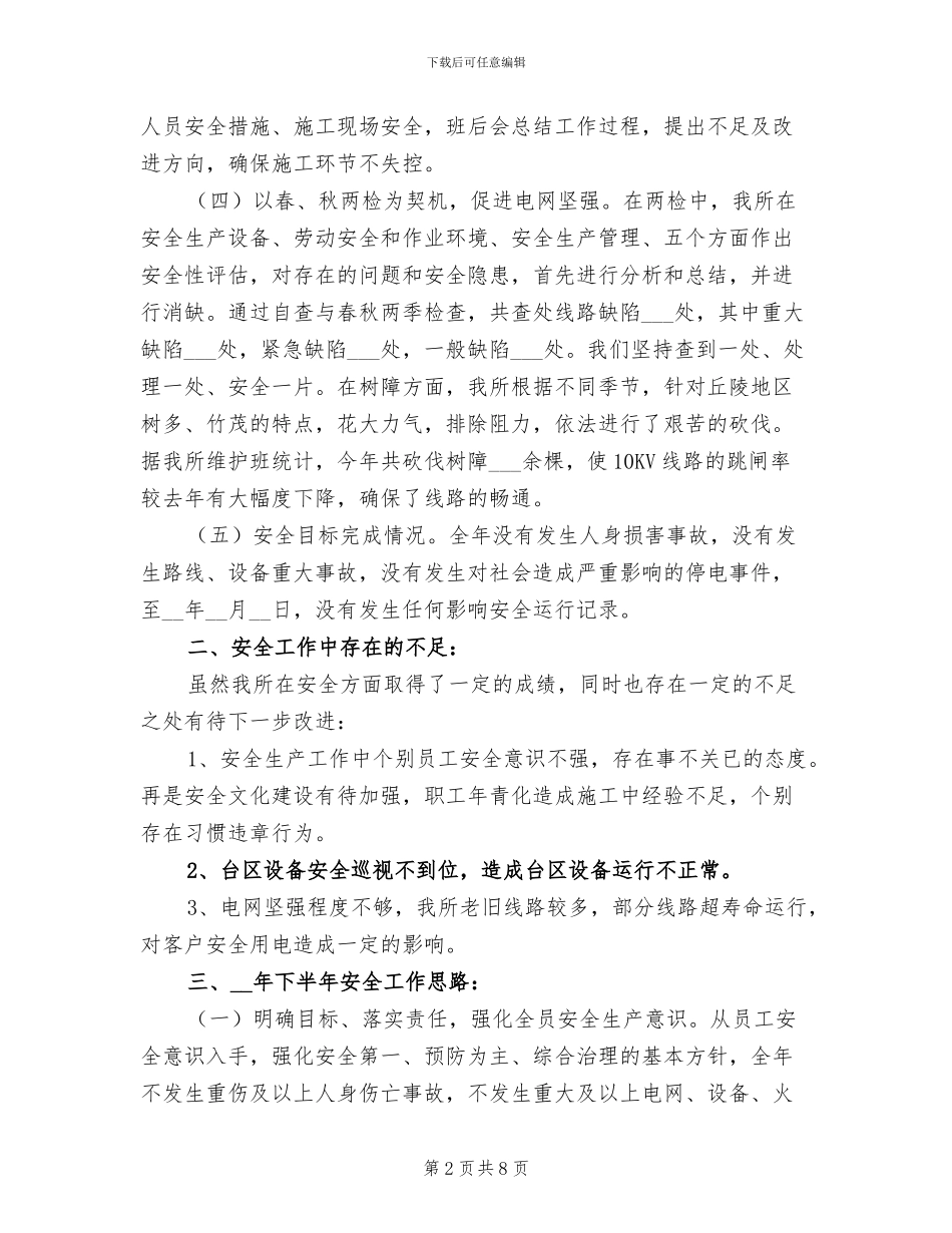2024年供电所上半年安全生产工作总结_第2页