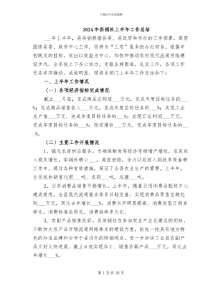 2024年供销社上半年工作总结