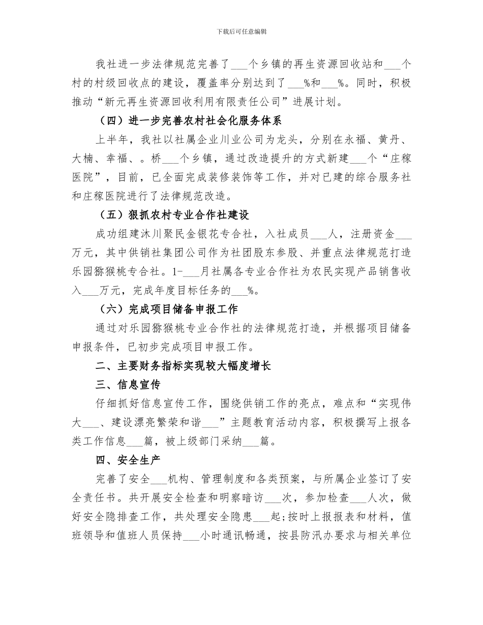 2024年供销社半年工作总结范本_第2页