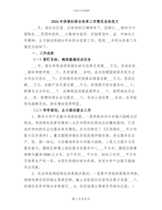 2024年供销社综合改革工作情况总结范文