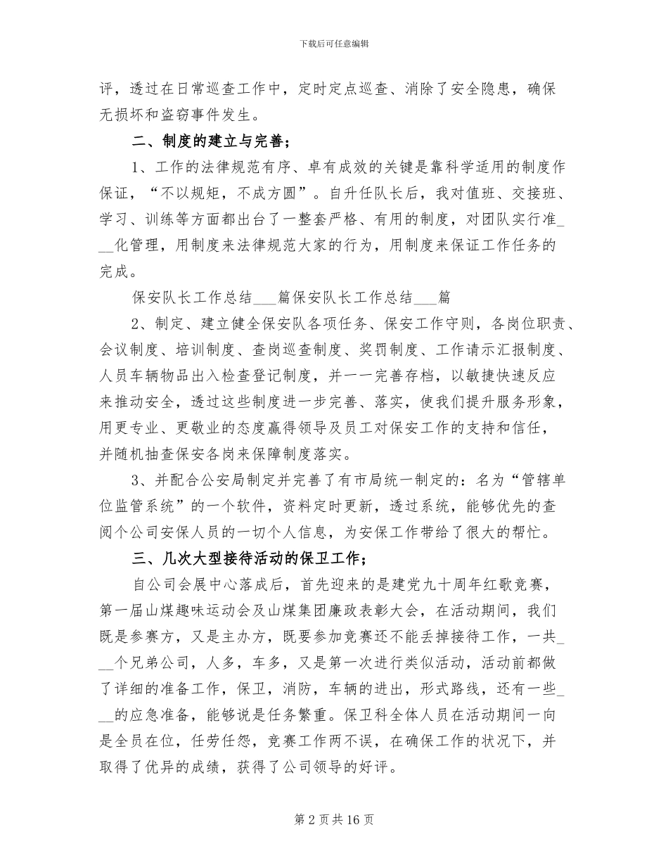 2024年保安队队长年终工作总结_第2页