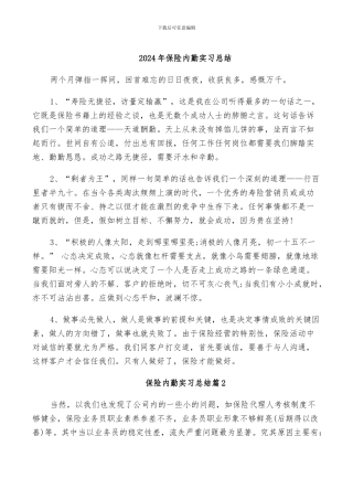 2024年保险内勤实习总结