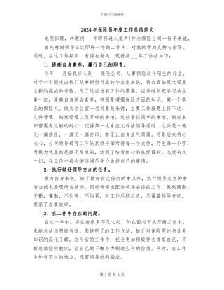 2024年保险员年度工作总结范文