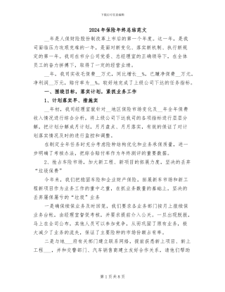 2024年保险年终总结范文