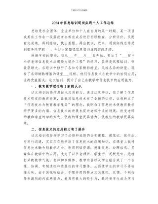 2024年信息培训返岗实践个人工作总结