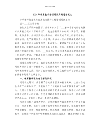 2024年信息技术培训返岗实践总结范文