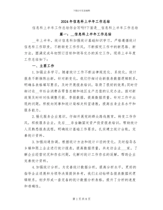 2024年信息科上半年工作总结