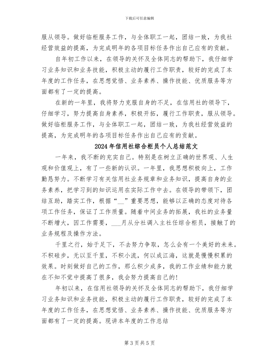 2024年信用社综合柜员个人总结_第3页