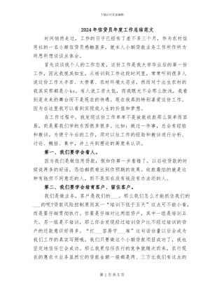 2024年信贷员年度工作总结范文