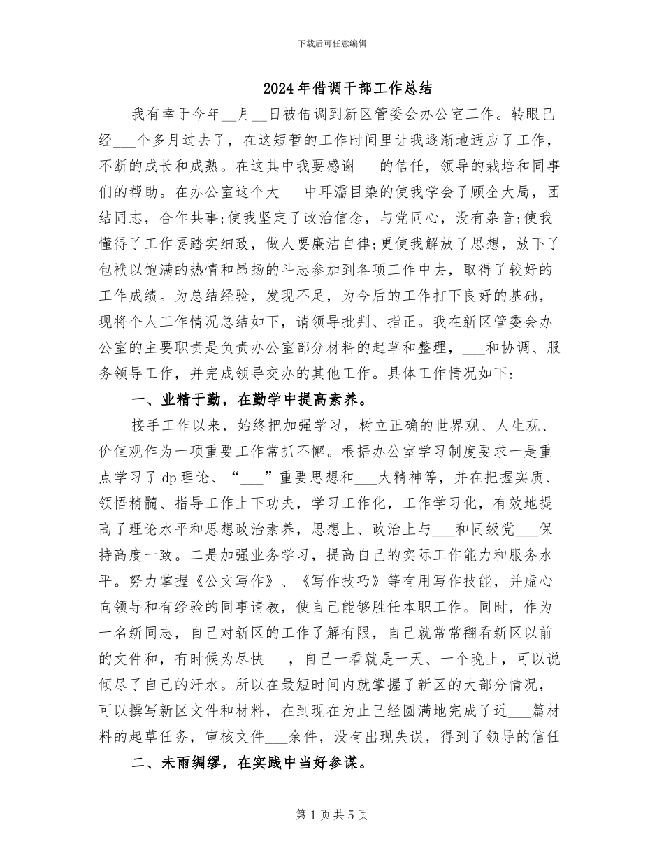 2024年借调干部工作总结_第1页