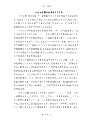 2024年假期公安系统实习总结