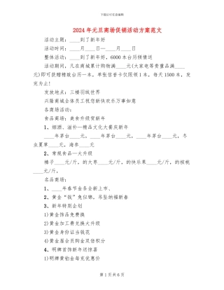 2024年元旦商场促销活动方案范文